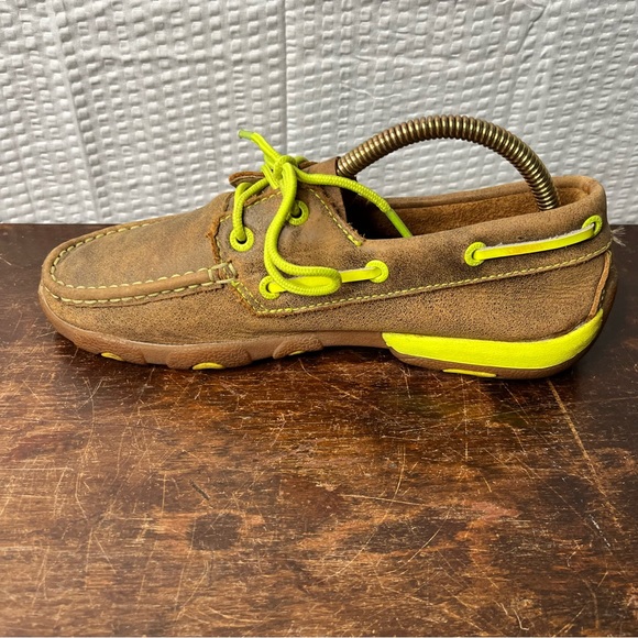 Twisted X Ladies Bomber Neon Yellow Driving Mocs Boat Shoes WDM0010 Size 6.5M - Picture 4 of 9